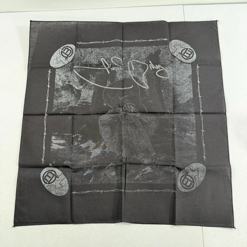 Vintage Tracy Byrd Country Music Black Graphic Texas Bandana Scarf 21